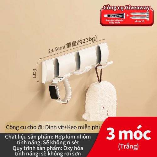 Móc áo tàng hình 3 móc màu trắng