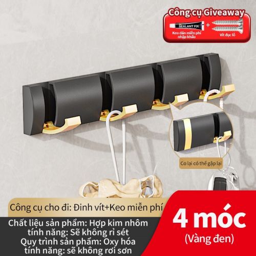 Móc áo tàng hình 4 móc màu vàng đen