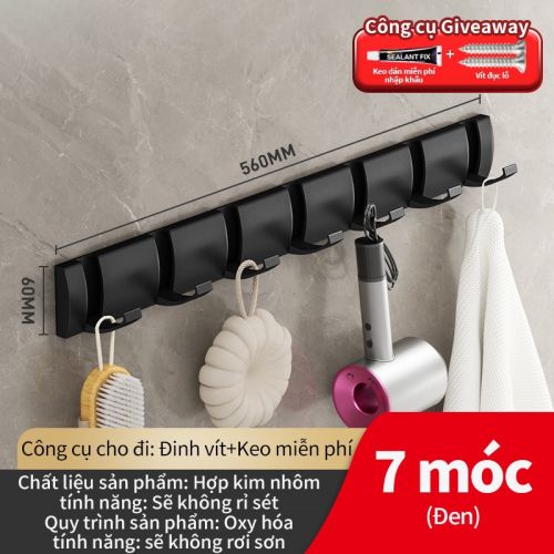 Móc áo tàng hình 7 móc màu đen