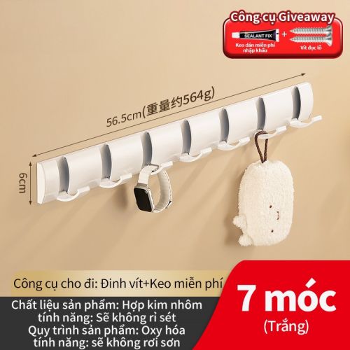 Móc áo tàng hình 7 móc màu trắng